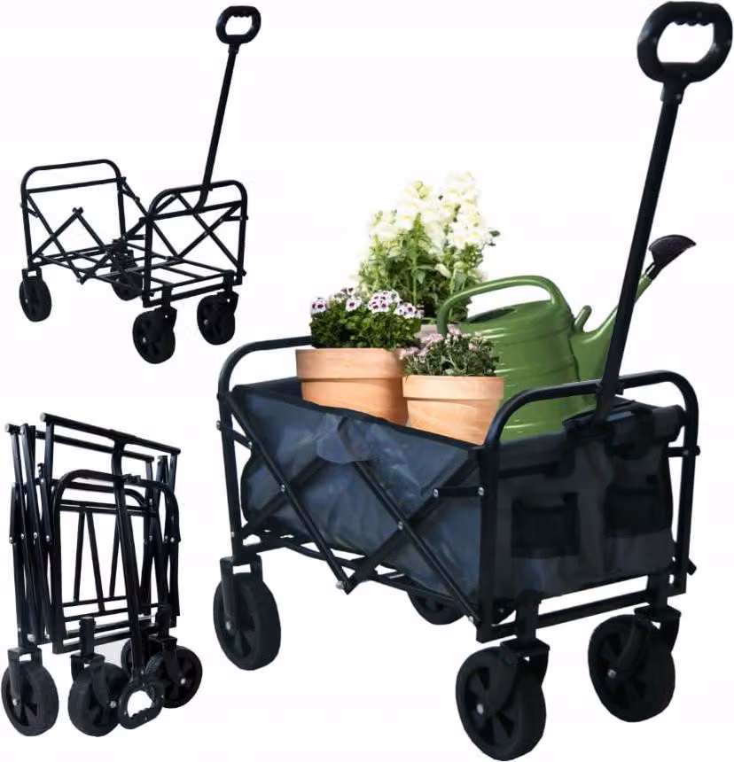 BDW, carrello a mano, carrello da spiaggia, carrello da trasporto pieghevole, 120 l, grigio, 45x60x16cm