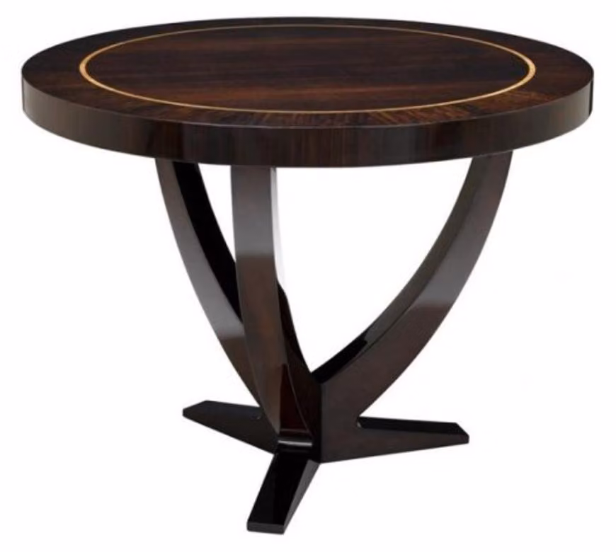 Tavolo da pranzo "Casa Padrino", in legno di mogano con finitura lucida marrone, dimensioni 100 x altezza 76 cm - Tavolo da hotel di design, forma rotonda