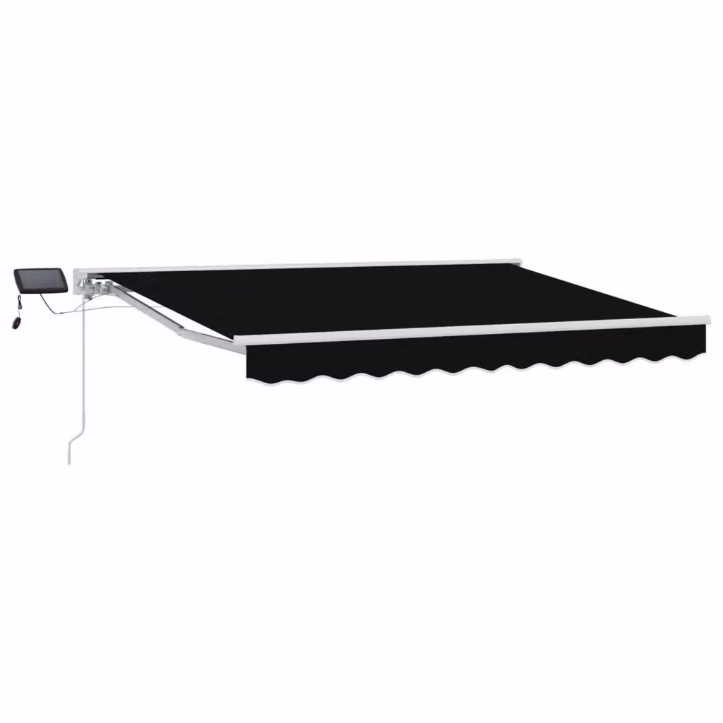 Semi-cassonetto vidaXL con LED, manuale, in alluminio e poliestere, Nero e Bianco, L: 350 cm, H: 245 cm – 2