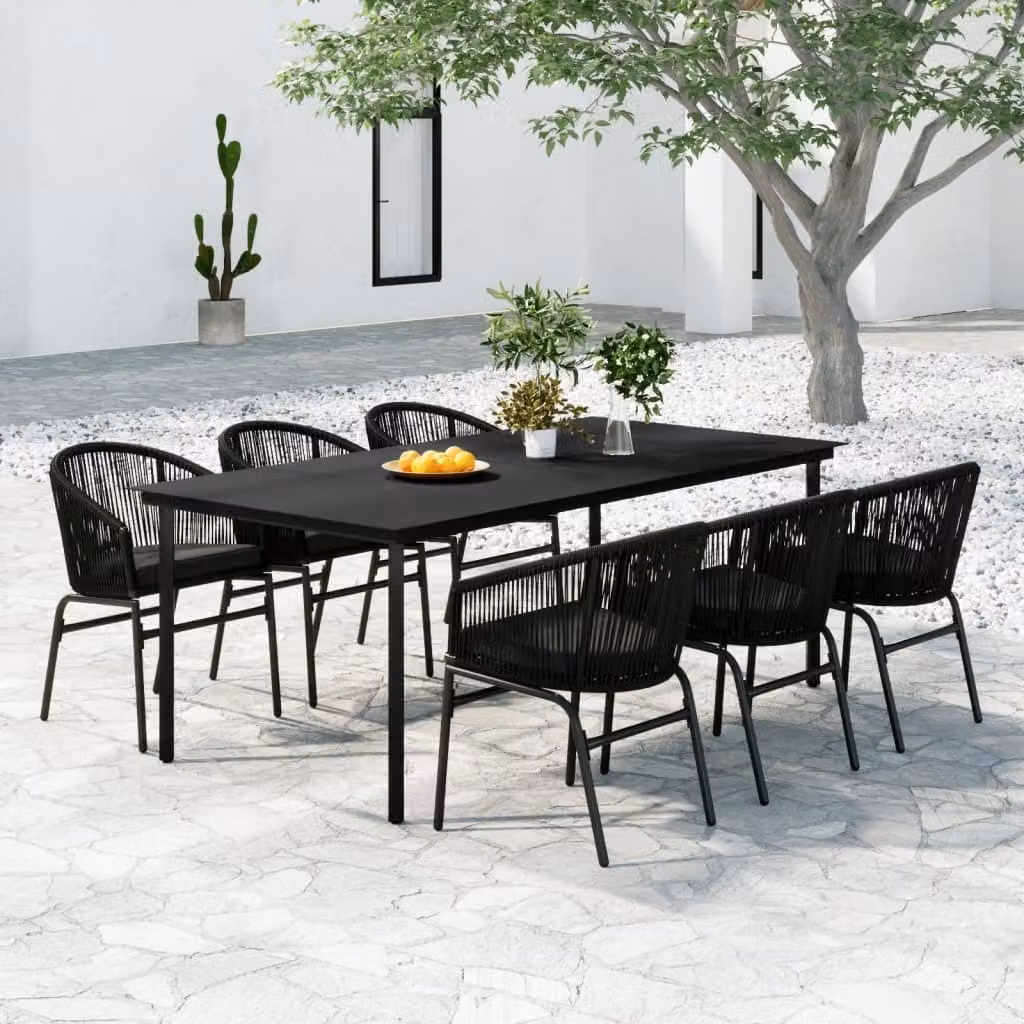 Maison Exclusive - Set da pranzo da giardino 7 pezzi nero