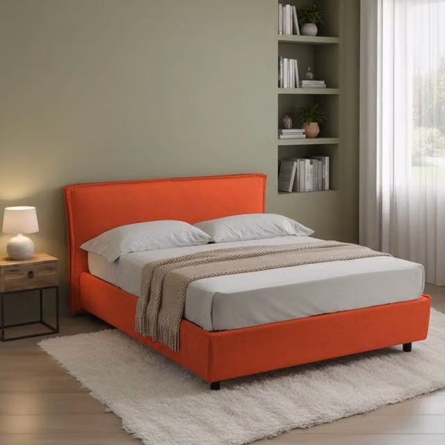 Letto Contenitore Matrimoniale Bruzolo DMORA Arancione L/P: 160 x 200 cm – 1