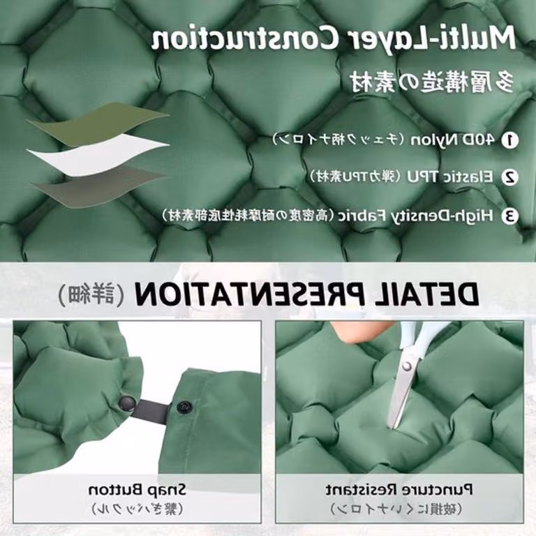 Cuscino gonfiabile ultraleggero per campeggio – Comfort da viaggio impermeabile, ideale per la spiaggia, le escursioni e la pesca – Colore: nero, taglia unica