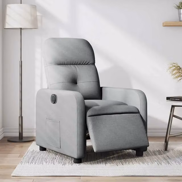 Poltrona Elettrica Reclinabile-Divano Sedia Grigio Chiaro in Tessuto 940475