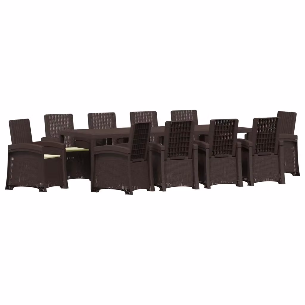 Set da pranzo da giardino moderno vidaXL in rattan sintetico marrone e beige composto da 11 pezzi – 2