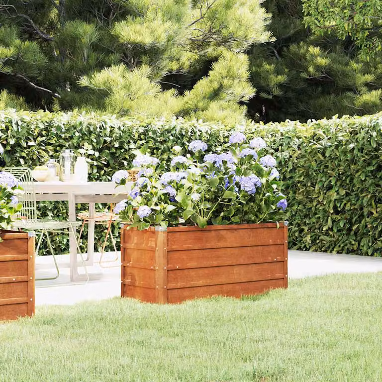 Letto rialzato da giardino vidaXL in acciaio Corten, colore marrone, L 100 cm x P 40 cm x H 45 cm