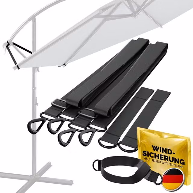 Kit di fissaggio antivento Kingsleeve per ombrellone decentrato in poliestere e metallo nero – 1