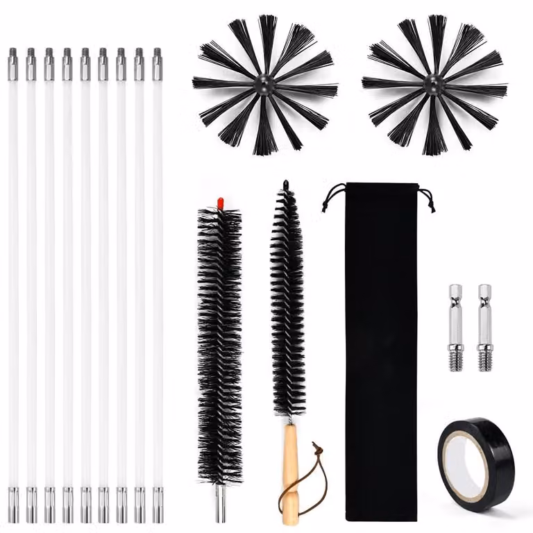 Omgoods - Kit completo per la pulizia di camini, con 9 aste e vari strumenti