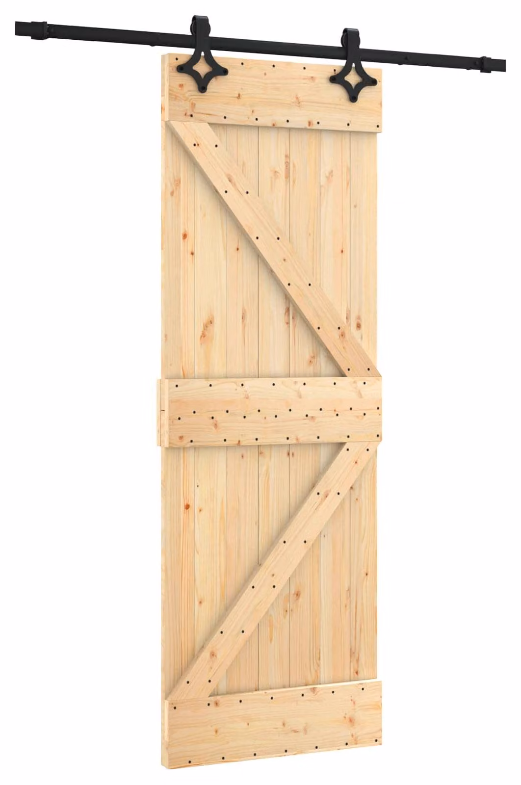 Porta scorrevole Naturale e Nero 70 x 210 cm