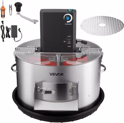 VEVOR Tagliabordi per Foglie Gemme Manuale ed Elettrico con Lame in Acciaio Inox e Vassoio, Colore Argento