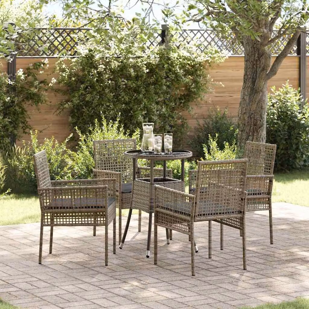 Maison Exclusive - Set da Pranzo per Giardino 5 pcs Grigio polyrattan