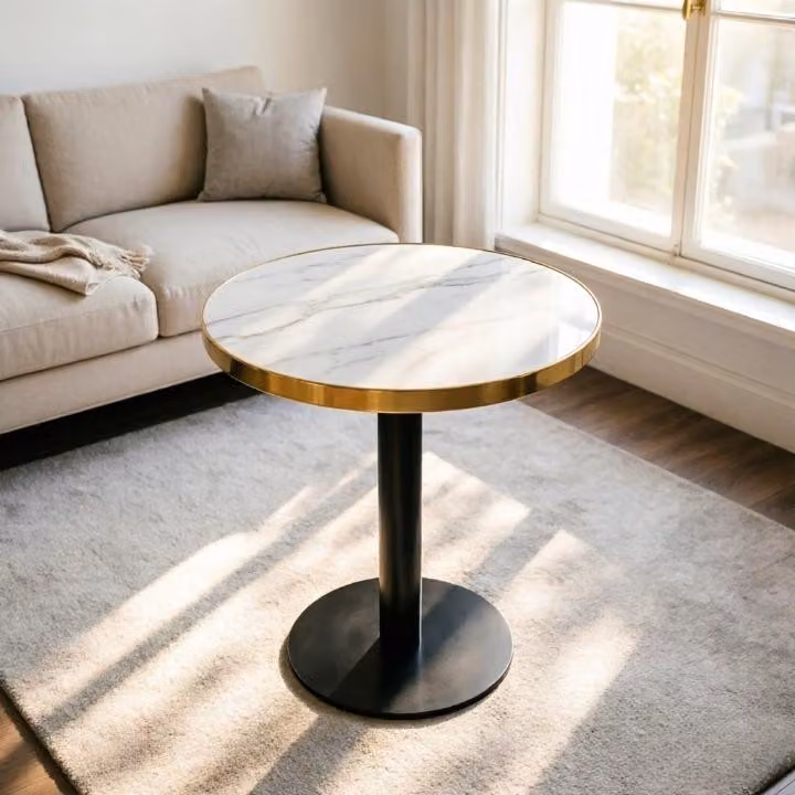 Set di 2 tavolini da caffè, forma rotonda, con spazio contenitore, impilabili, in MDF, aspetto legno (bianco)