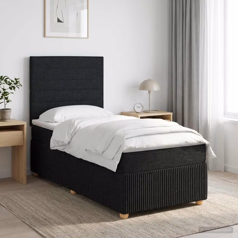 Maison Exclusive - Letto boxspring con materasso nero 100 x 200 cm Tessuto