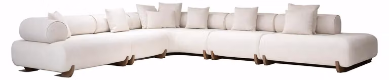 Divano ad angolo bianco, design moderno, spazioso, divano lounge, motivo monocolore