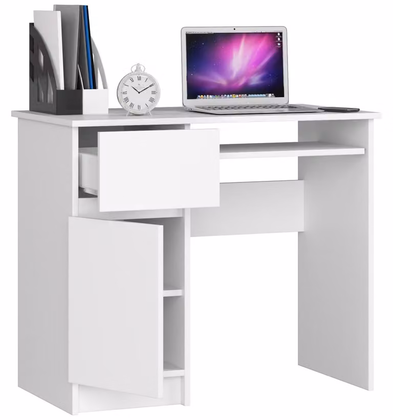 Scrivania per computer da 90 cm | Scrivania | con cassetto porta tastiera e vano portaoggetti