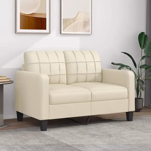 Divano a 2 Posti-Sofa 2 Posti Crema 120 cm in Similpelle 814023