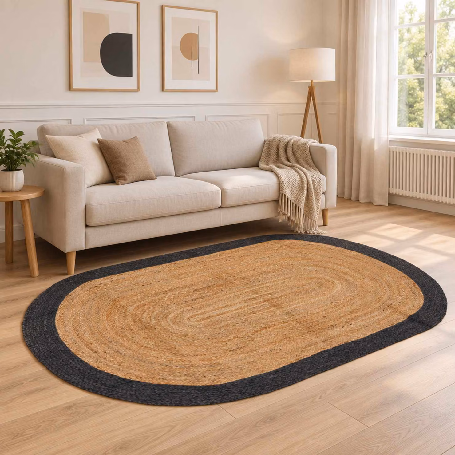 vidaXL Tappeto da Area Grigio Scuro 152 x 245 cm Juta
