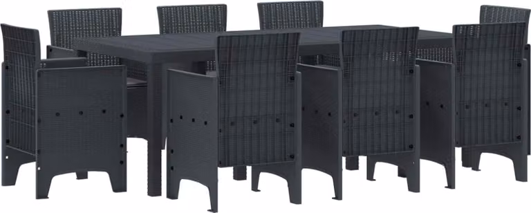 Maison Exclusive - Set da pranzo per esterno, 9 pezzi, polipropilene grigio antracite