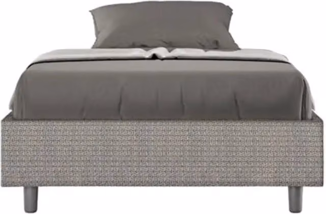 Letto una piazza e mezza contenitore imbottito 120x190 tessuto Labirinto 2 grigio Azelia