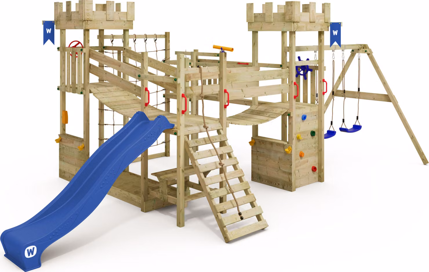 Struttura per arrampicata Wickey Smart Arch con altalena e ponti oscillanti in blu