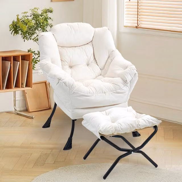 Poltrona relax OKWISH in metallo con supporto per il collo, ideale per balcone, terrazza o giardino, colore bianco, L: 70 cm, P: 20 cm, H: 77 cm