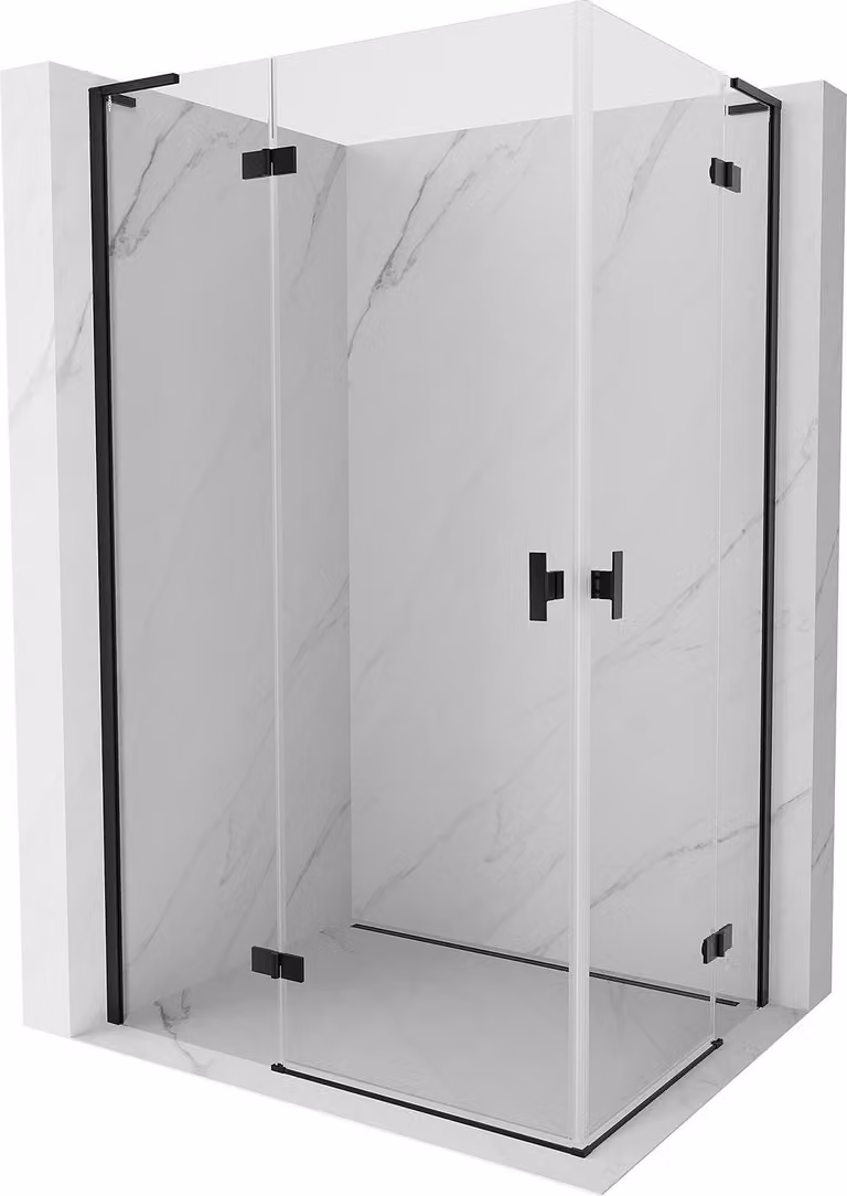 Mexen Mist-H L Duo cabina doccia a battente sinistra 80 x 75 cm, trasparente, nera - 8A5L-080L-075P-70-00