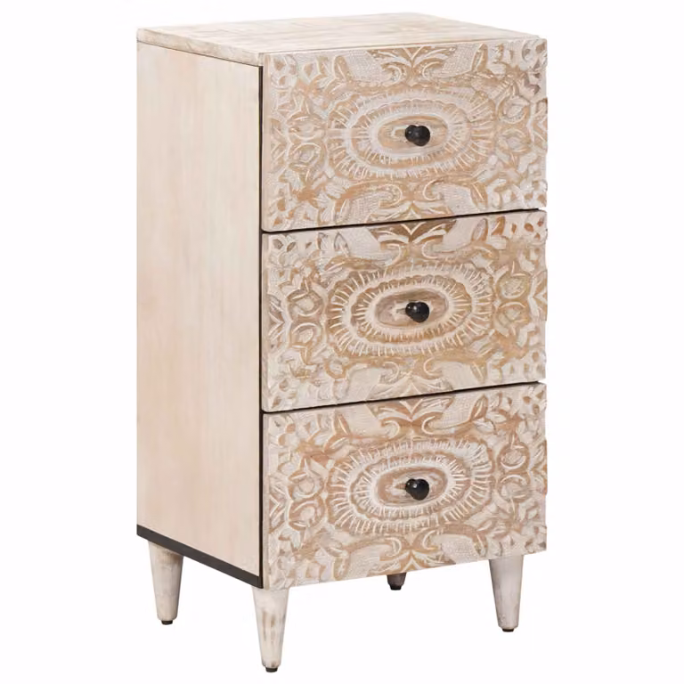 vidaXL Credenza Bianco 40 x 33,5 x 75 cm Legno di mango massello