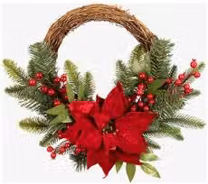 Corona di Natale floreale Amicasa rossa in tessuto per decorazione da appendere