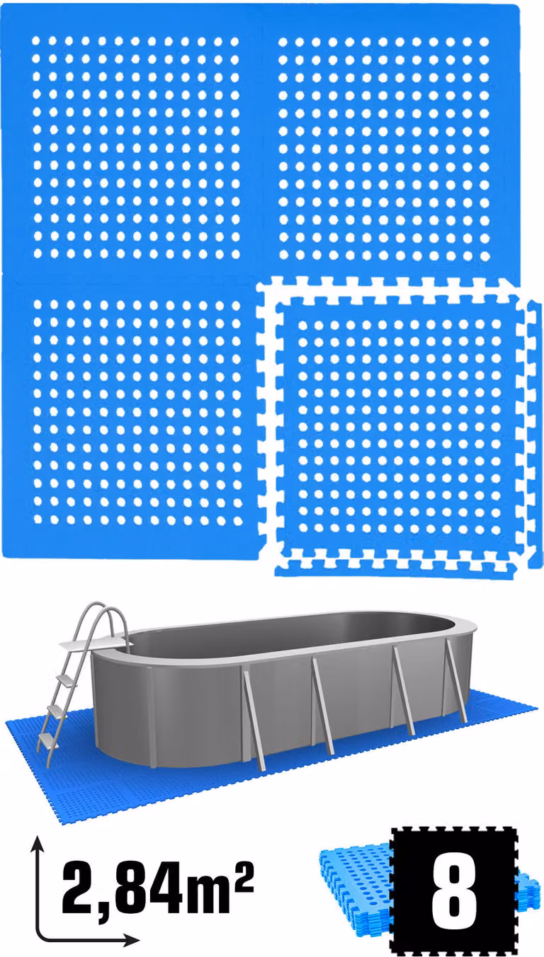 2,8 m² di sottofondo per piscina - 8 tappetini in EVA 62x62 - set di tappetini - sottofondo per piscina