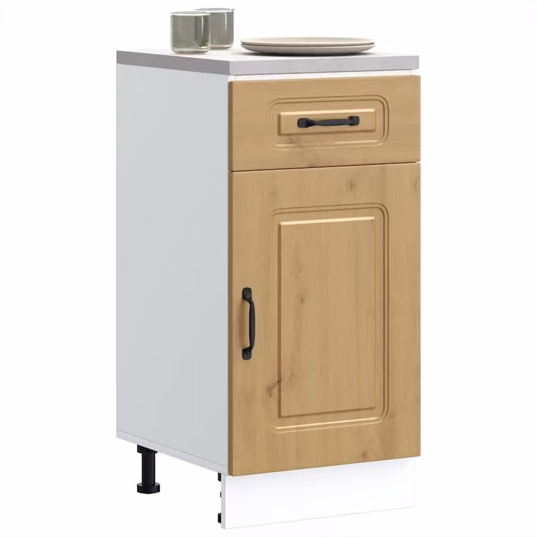 Base da cucina moderna vidaXL Kalmar in legno multistrato, marrone e bianco, L: 81,5 cm, P: 46 cm, H: 40 cm