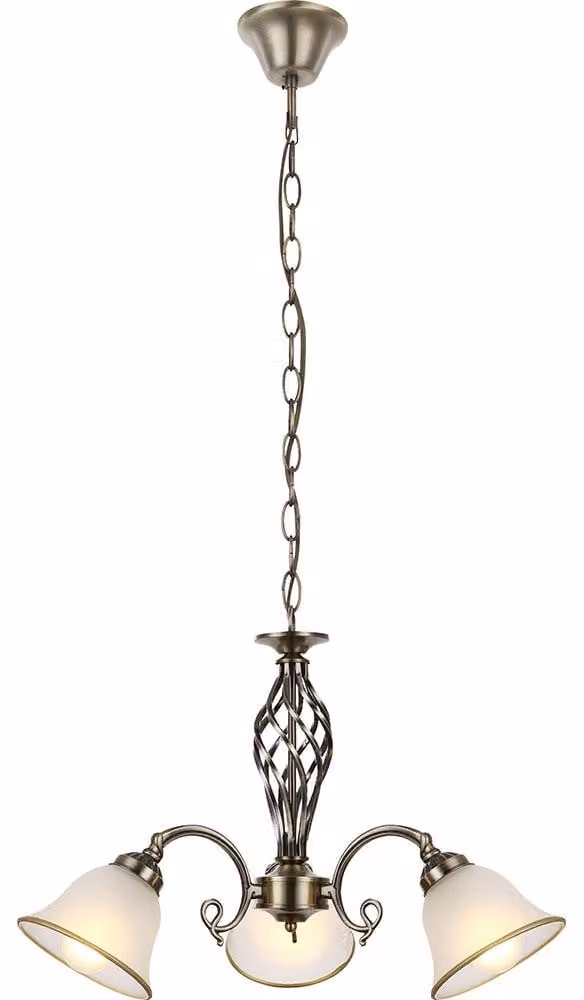 Lampada a sospensione, lampadario, ottone antico, 3 luci, D 60 cm