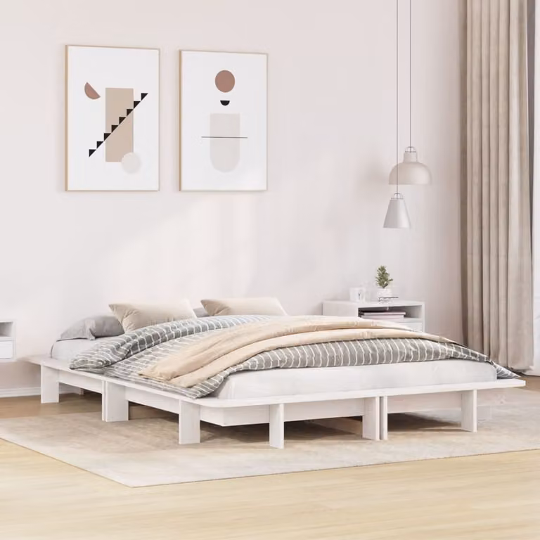 Letto senza materasso vidaXL in legno massello di pino bianco L: 190 cm, P: 157 cm, H: 212 cm