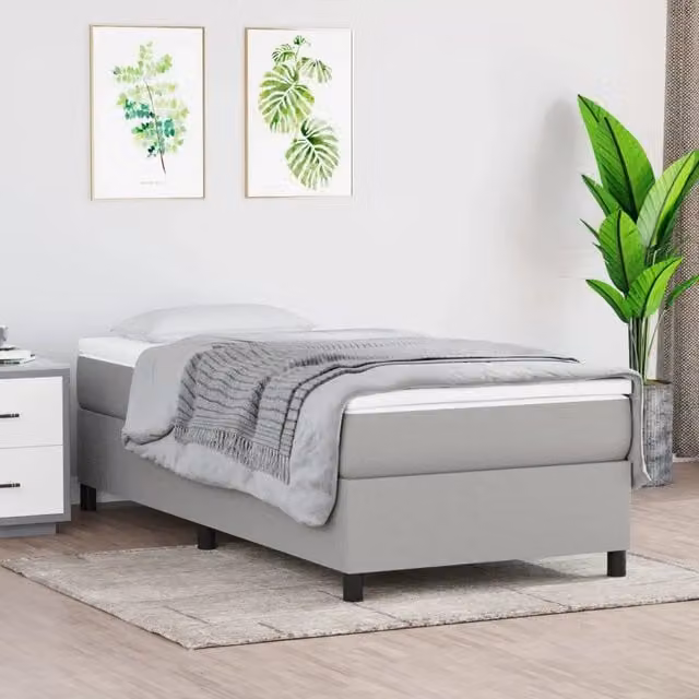 Giroletto a Molle con Materasso-Struttura Letto Grigio Chiaro 90x190 cm Tessuto 588817