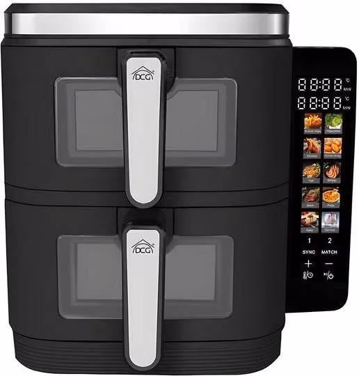 Friggitrice ad aria IPERBRIKO FR4611D Dual Zone da 11 Lt, colore nero con display digitale e timer