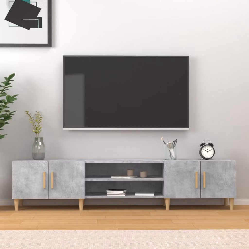 Mobile Porta TV Moderno vidaXL in Legno e MDF Grigio L: 180 cm, P: 40 cm, H: 31,5 cm