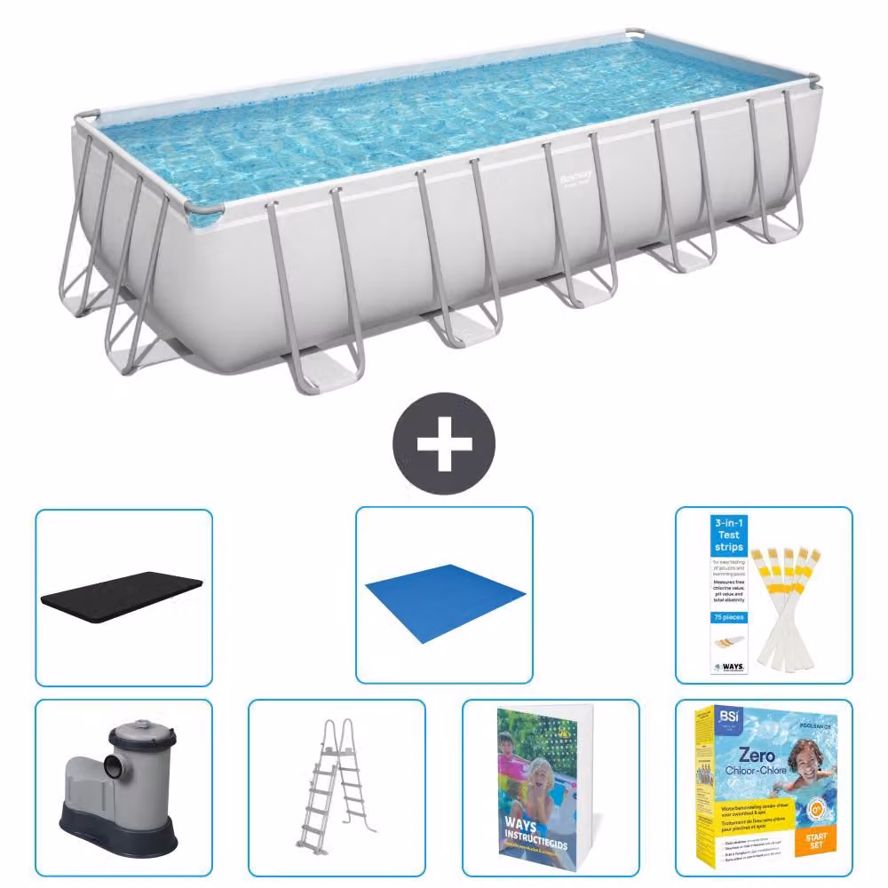 Bestway Power Steel, piscina rettangolare - 640x274x132 cm - composta da 6 parti, modello S546
