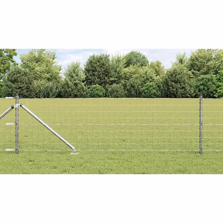 Recinzione Euro da esterno con punte vidaXL in acciaio zincato argento, L: 4,0 m, H: 1,8 m