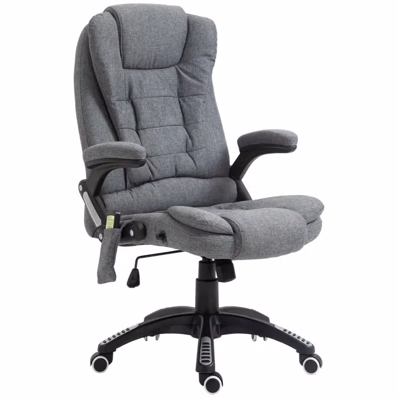 Poltrona da ufficio ergonomica WISHDOR con funzione riscaldamento, girevole 360°, grigio scuro – 2