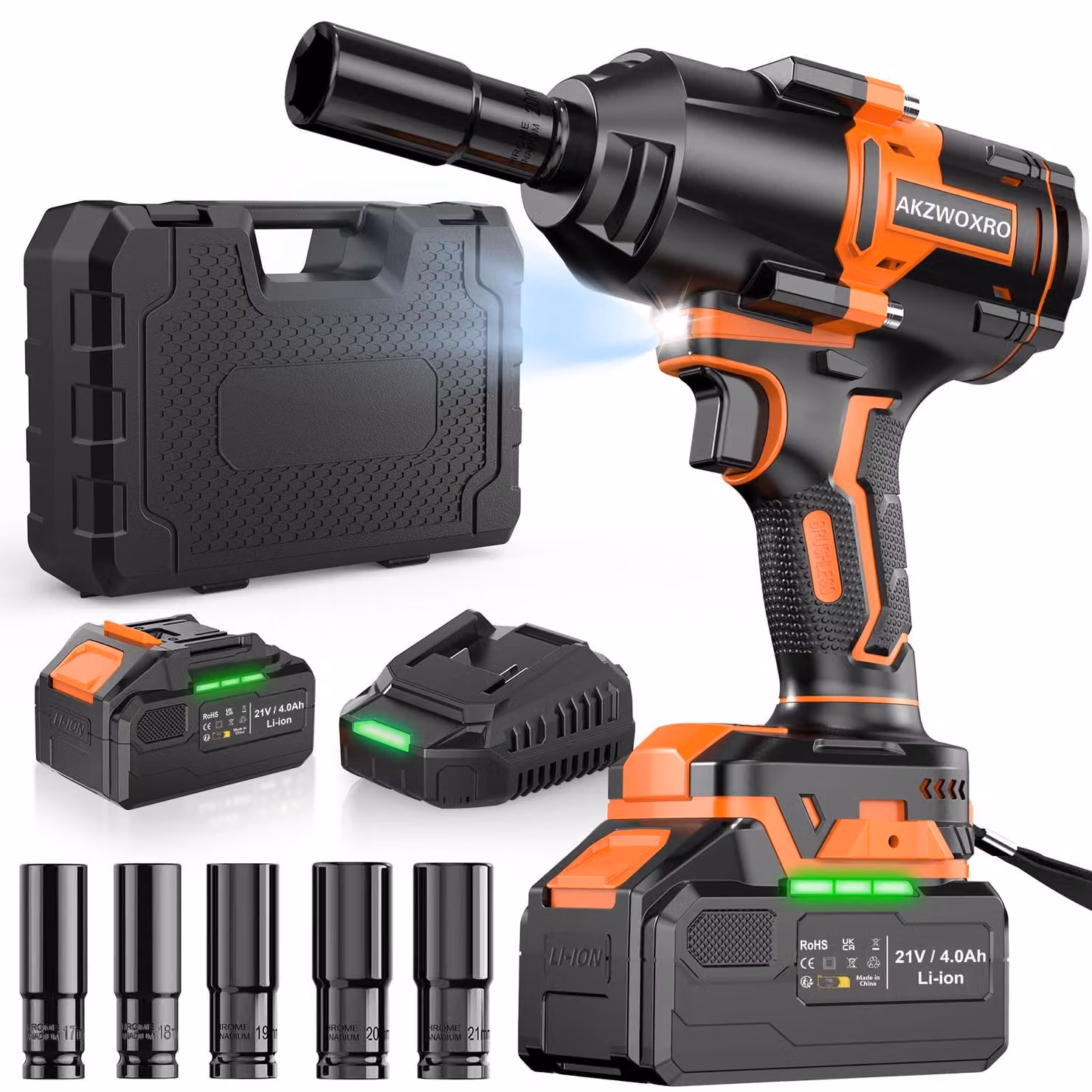 Avvitatore a batteria senza spazzole da 21 V con coppia di 1000 Nm e batteria da 4,0 Ah