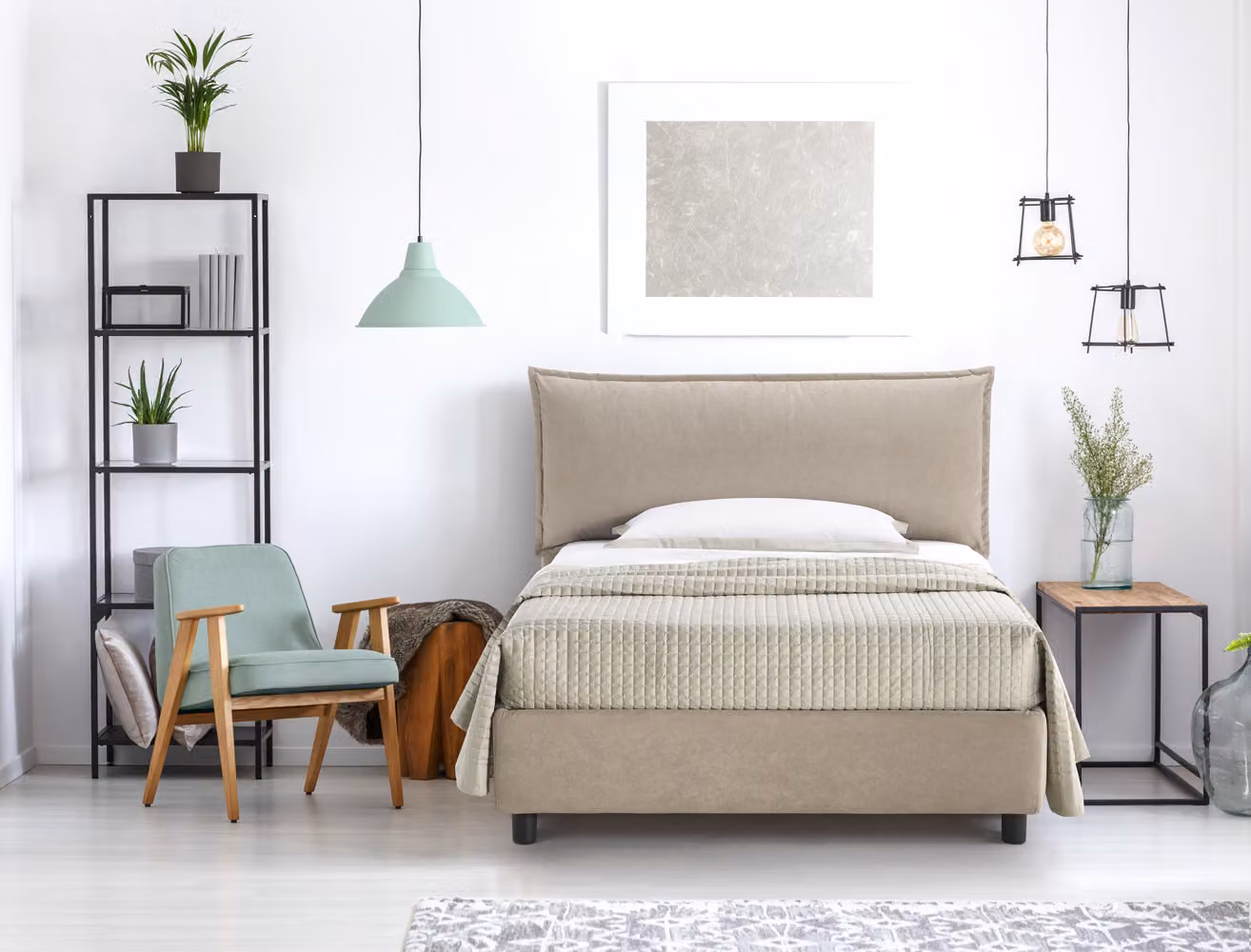 Letto Piazza e Mezzo Contenitore ARLES Tortora