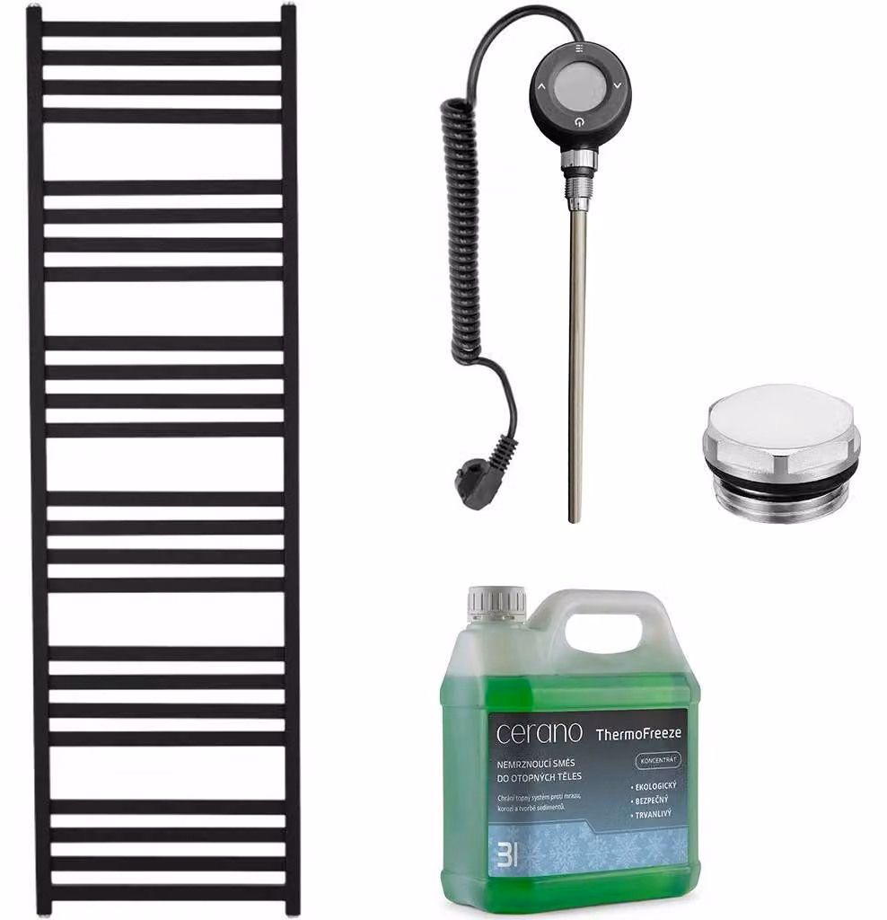 Set di radiatori elettrici da bagno Fulgiduson - Wi-Fi - 600W - nero opaco - 1800x530 mm