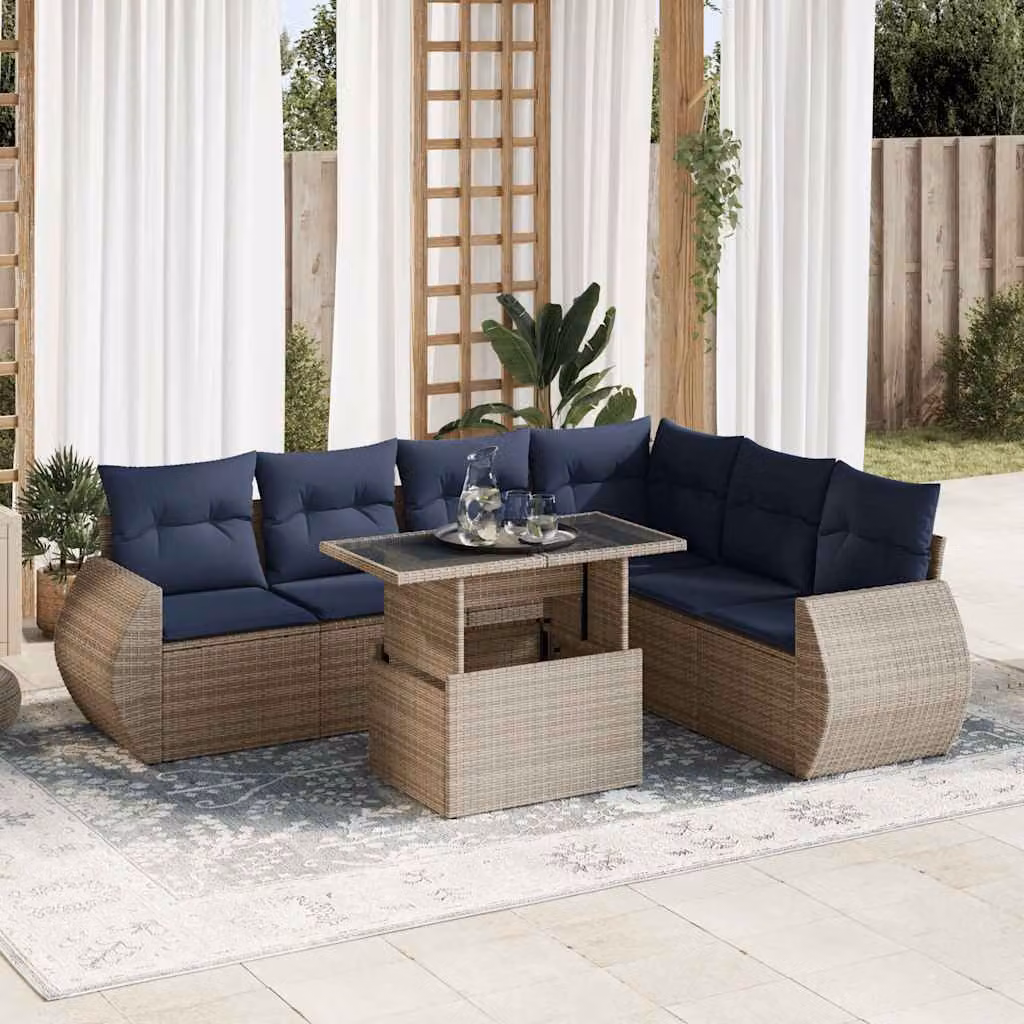 Maison Exclusive - Set Divani da Giardino 7pz con Cuscini Grigio Polyrattan Acacia