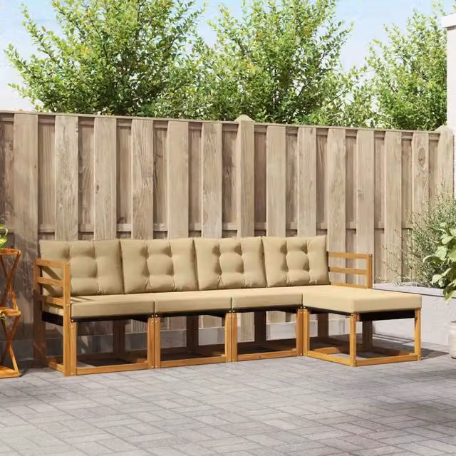 Set di divani da esterno 5 pz Naturale e Beige 3368560