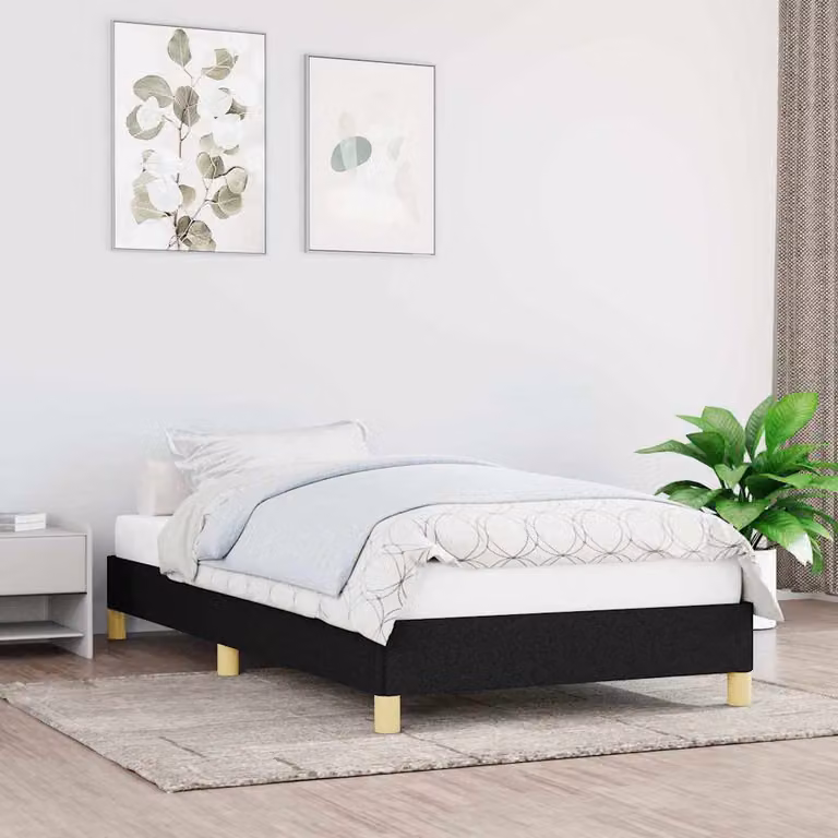vidaXL Giroletto senza Materasso Nero in Tessuto L/P/H: 100 x 200 x 25 cm