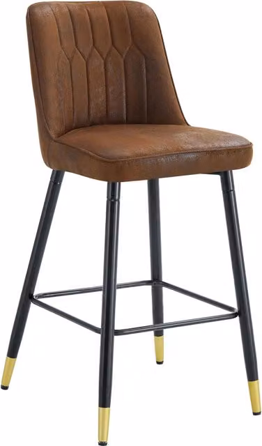 Set di 2 sgabelli da bar 100 cm in tessuto marrone e metallo nero con poggiapiedi