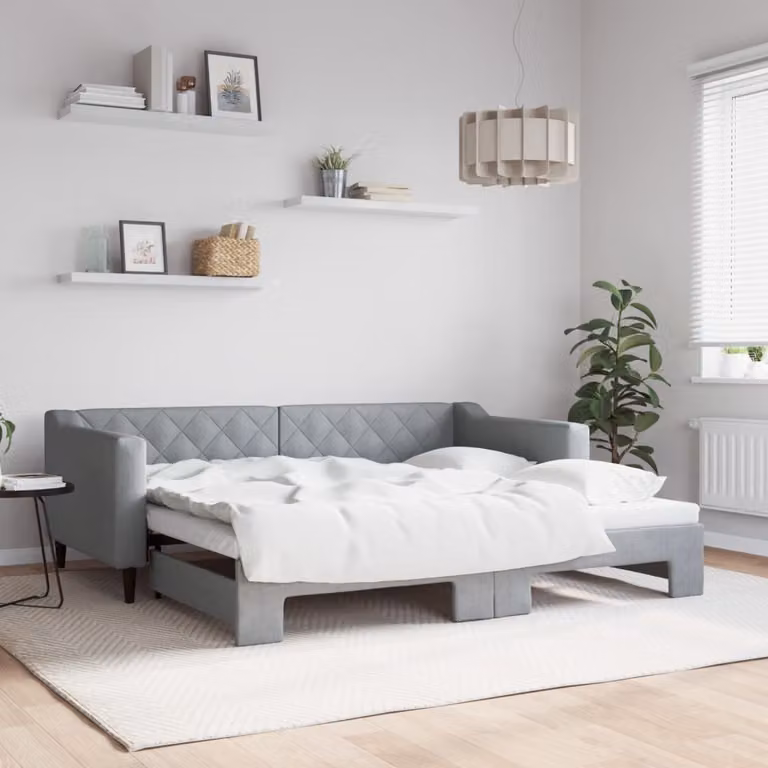 Divano Letto con Letto Estraibile vidaXL Grigio Chiaro in Tessuto