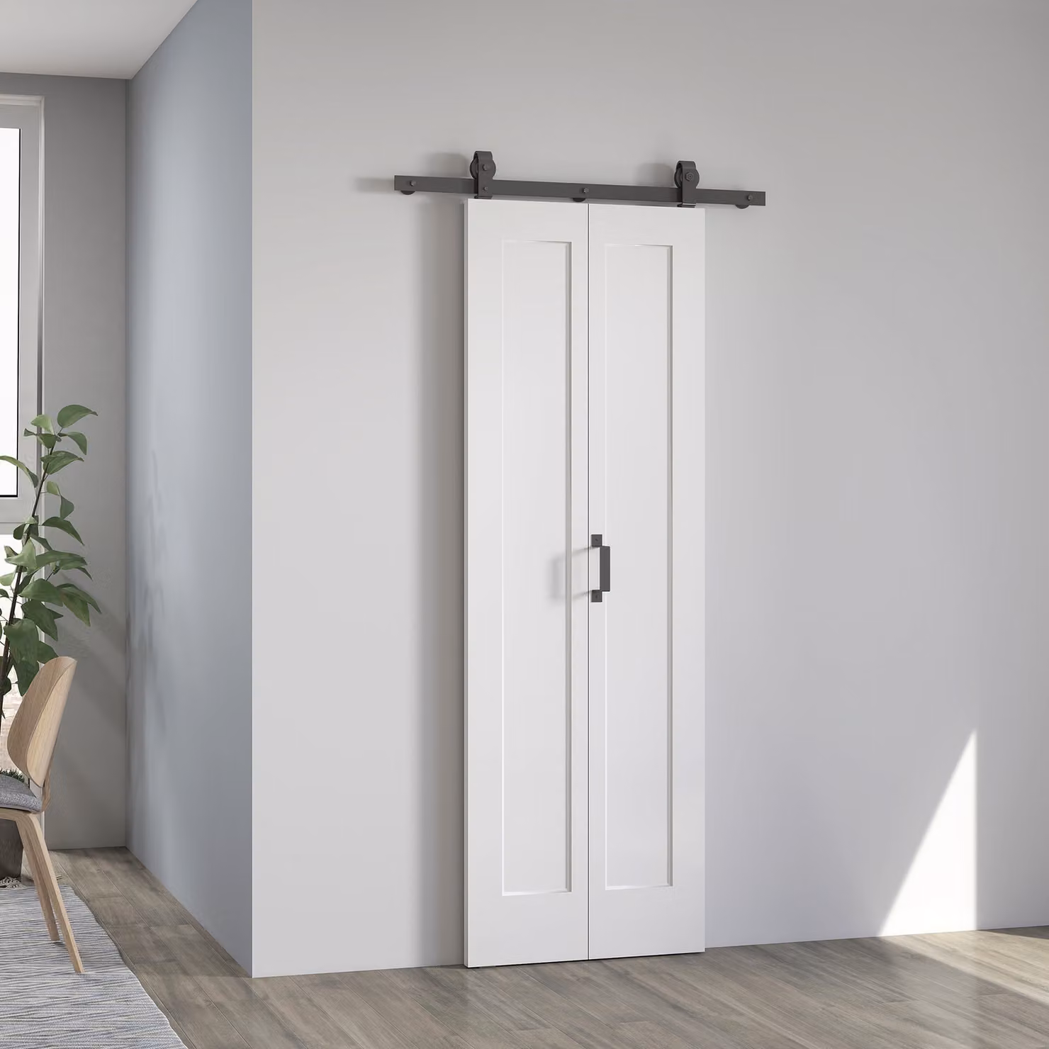 HOMCOM Porta Scorrevole a Libro Pieghevole a Portafoglio con Superficie Verniciabile, L: 70 cm, H: 210 cm, Bianco – 2