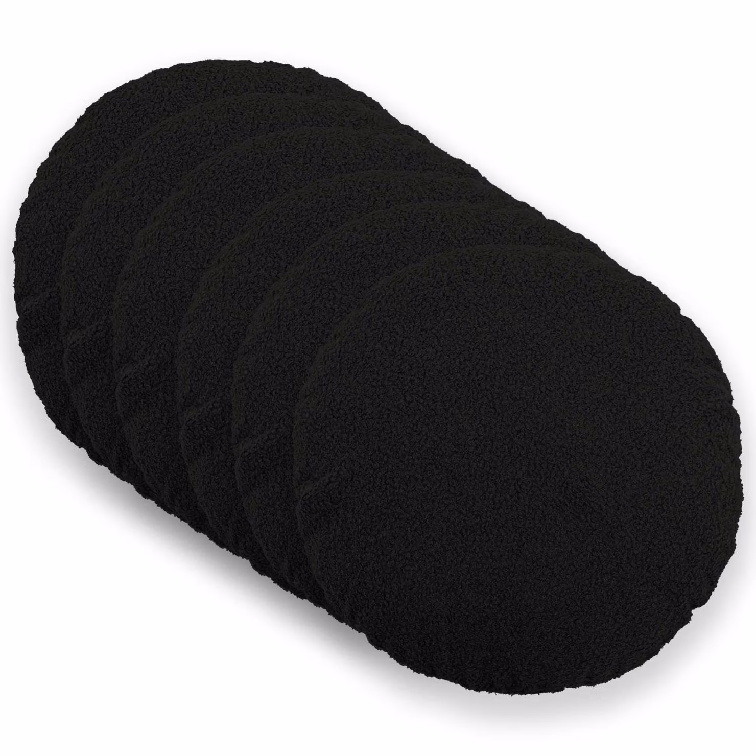 Set di 6 federe rotonde vidaXL HEERLEN in tessuto bouclé nero, Ø 50 cm