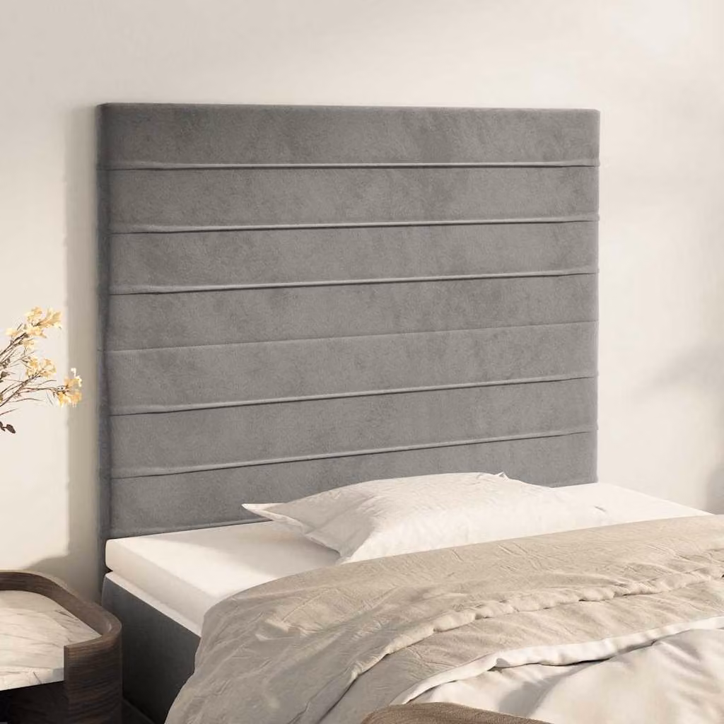 Testiera per letto vidaXL in velluto grigio chiaro, L: 80 cm, H: 118-128 cm, P: 5 cm