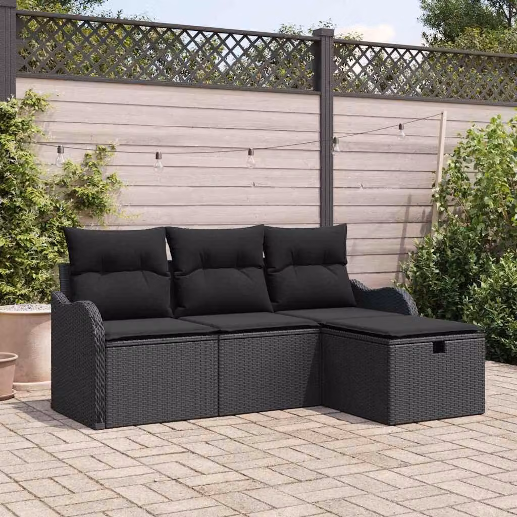 Maison Exclusive - Set da giardino composto da 4 pezzi, divano in rattan sintetico
