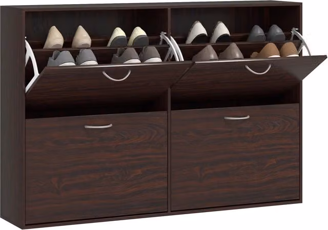 Scarpiera Salvaspazio con 4 Cassetti da 24 Paia 120x24x81 cm in Legno Marrone